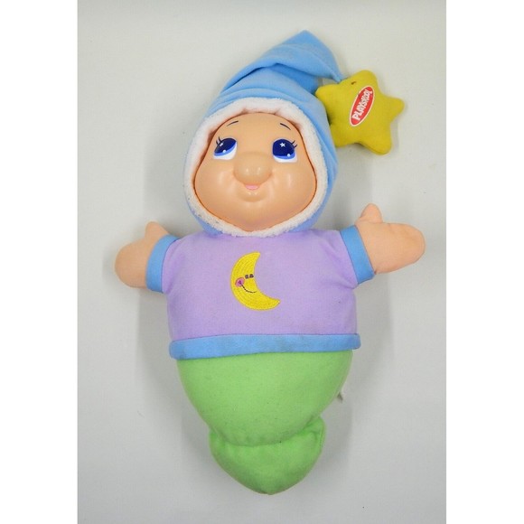 Playskool Glo Worm Plush Lullaby Musical Nightlight Face Blue Green Works 2003 - Picture 2 of 12